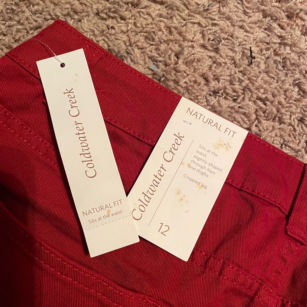 ♥️ NWT~COLDWATER CREEK ♥️Natural Fit Capris Copper/Rust color in SZ:12 Brand New - Picture 3 of 13
